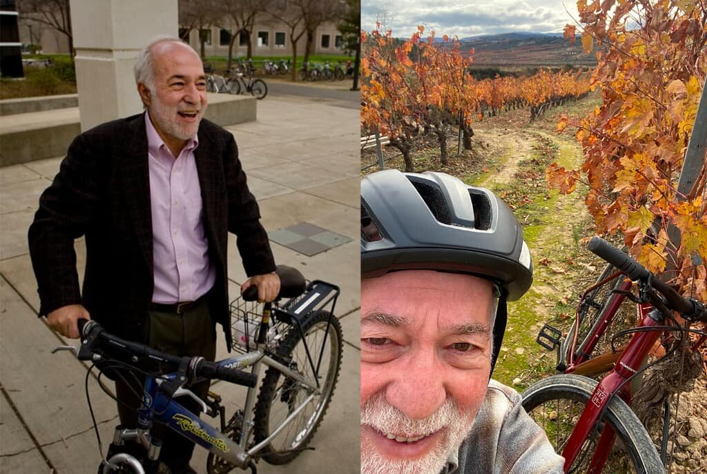 訪問した国でサイクリングを楽しむスパーリング教授