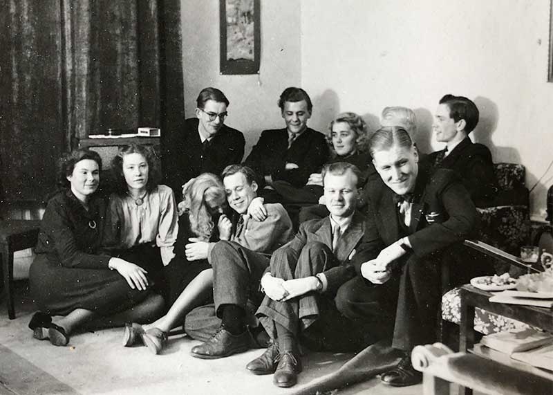 Falkenmark (far left) with friends at university