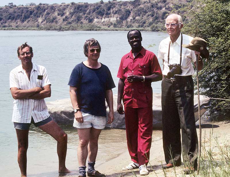 Professor Grzimek (far right) and Professor Borner (2nd from the left) (1982)
